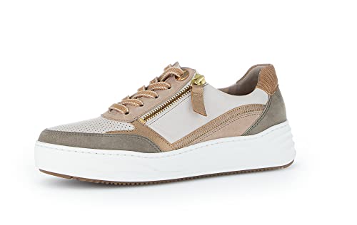 Gabor Damen Low-Top Sneaker, Frauen Halbschuhe,Wechselfußbett,Moderate Mehrweite (G),straßenschuhe,Strassenschuhe,Ivory/Schilf/Oak,40 EU / 6.5 UK von Gabor