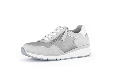 Gabor Damen Low-Top Sneaker, Frauen Halbschuhe,Wechselfußbett,Plateausohle,straßenschuhe,Strassenschuhe,fumo/White/Silber,38.5 EU / 5.5 UK von Gabor