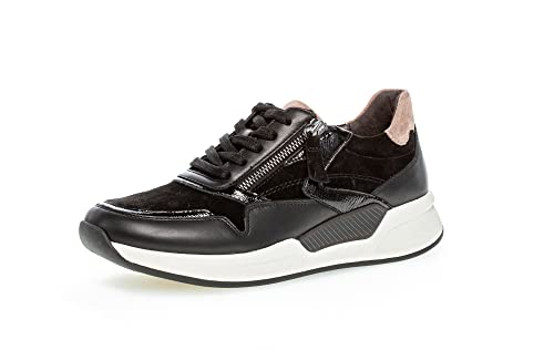 Gabor Damen Low-Top Sneaker, Frauen Halbschuhe,Wechselfußbett,Plateausohle,straßenschuhe,Strassenschuhe,schwarz/Dark-Rose,42 EU / 8 UK von Gabor