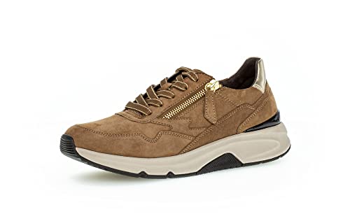 Gabor Damen Low-Top Sneaker, Frauen Halbschuhe,Wechselfußbett,Sportschuhe,Freizeitschuhe,Turnschuhe,Laufschuhe,nuss/Sun (Gold),40.5 EU / 7 UK von Gabor