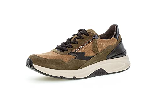 Gabor Damen Low-Top Sneaker, Frauen Halbschuhe,Wechselfußbett,schnürschuhe,schnürer,Plateausohle,Sportschuhe,Farro/Oliv/schwarz,42 EU / 8 UK von Gabor