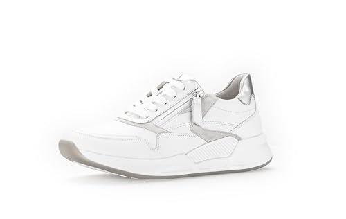 Gabor Damen Low-Top Sneaker, Frauen Halbschuhe,Wechselfußbett,straßenschuhe,Strassenschuhe,Freizeitschuhe,Weiss/White/Silber,37.5 EU / 4.5 UK von Gabor