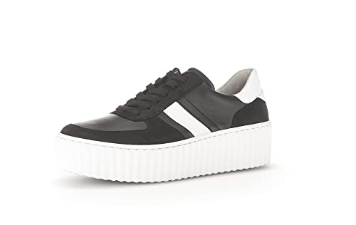 Gabor Damen Low-Top Sneaker, Frauen Halbschuhe,Wechselfußbett,straßenschuhe,Strassenschuhe,Freizeitschuhe,schwarz/Weiss(Ice),40.5 EU / 7 UK von Gabor