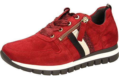 Gabor Damen Low Top Sneaker, Frauen Schnürhalbschuhe,Wechselfußbett,Mehrweite, schnürer schnürschuh,dk-Opera(schw/rot),38.5 EU / 5.5 UK von Gabor