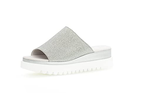 Gabor Damen Pantoletten, Frauen Sandalen,offene schuhe,strandschuhe,schlupfschuhe,schluepfschuhe,slipper,slides,slip-ons,silber,38 EU / 5 UK von Gabor