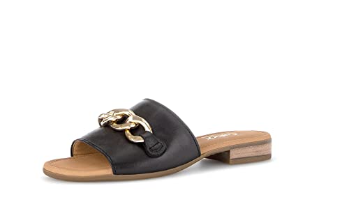 Gabor Damen Pantoletten, Frauen Slip On,Moderate Mehrweite (G),Gartenschuhe,Sommerschuhe,sommerclogs,Sandalen,schwarz (LDS/Gold),38.5 EU / 5.5 UK von Gabor