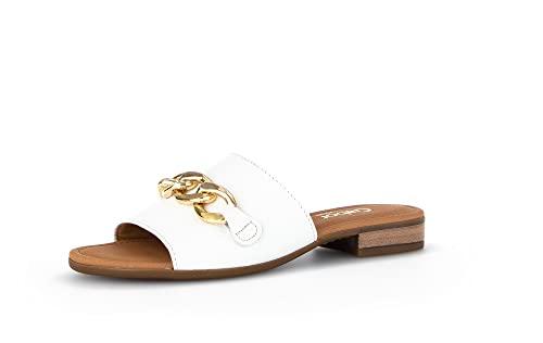 Gabor Damen Pantoletten, Frauen Slip On,Moderate Mehrweite (G),Sandalen,Freizeitschuhe,Women's,Lady,Ladies,Weiss (LDS/Gold),37 EU / 4 UK von Gabor