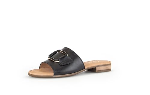 Gabor Damen Pantoletten, Frauen Slipper,Moderate Mehrweite (G),Slides,Slip-ons,Backless Slipper,Mules,schwarz (Uni+Gold),37 EU / 4 UK von Gabor