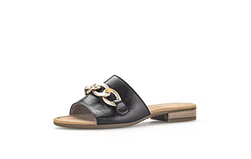 Gabor Damen Pantoletten | Frauen Slipper | Moderate Mehrweite (G) | Sommerschuhe | sommerclogs | Sandalen | schw.(LDS-gldmatt) | 42 EU - 8 UK von Gabor