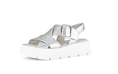 Gabor Damen Plateausandalen, Frauen Sandalen,Best Fitting,freizeitschuhe,offene schuhe,strandschuhe,dicke sohle,silber (weiss),37.5 EU / 4.5 UK von Gabor