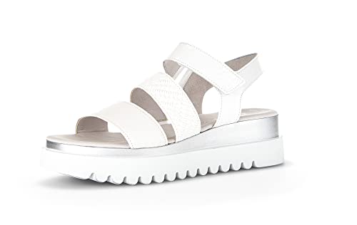 Gabor Damen Plateausandalen, Frauen Sandalen,sommerschuhe,freizeitschuhe,offene schuhe,strandschuhe,riemen,riemchen,latte/weiss,42 EU / 8 UK von Gabor