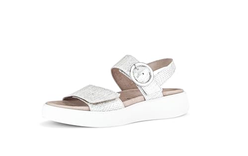 Gabor Damen Plateausandalen, Frauen Sandalen,Wechselfußbett,Moderate Mehrweite (G),Strandschuhe,Dicke Sohle,Ice (Silber/w),41 EU / 7.5 UK von Gabor