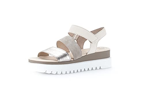 Gabor Damen Plateausandalen, Frauen Sandalen,offene schuhe,strandschuhe,riemen,riemchen,halteriemen,sommerschuhe,leinen/panna,41 EU / 7.5 UK von Gabor