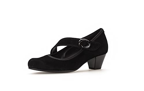 Gabor Damen Riemchen Pumps, Frauen Absatzschuhe,Wechselfußbett,Komfortable Mehrweite (H),Abendschuhe,Court Shoes,schwarz (Uni),40 EU / 6.5 UK von Gabor