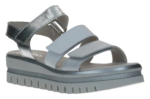 Gabor Damen Riemchensandalen, Frauen Sandalen,Freizeitschuhe,offene Schuhe,Sandaletten,Sommersandalen,bequem,Weiss/Silber-Kombi,37.5 EU / 4.5 UK von Gabor