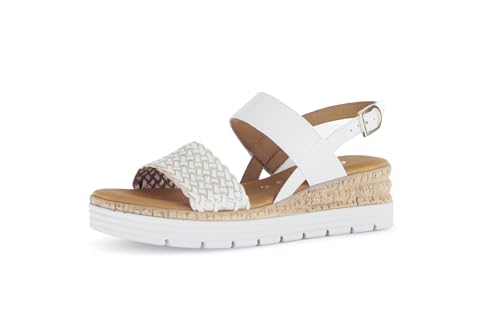 Gabor Damen Riemchensandalen, Frauen Sandalen,Freizeitschuhe,offene Schuhe,Strandschuhe,Sandaletten,bequem,Weiss/Platino(Gold),37.5 EU / 4.5 UK von Gabor