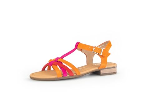 Gabor Damen Riemchensandalen, Frauen Sandalen,Leichte Mehrweite (G),bequem,flach,sommerschuhe,freizeitschuhe,mand/pink/flame(go),38.5 EU / 5.5 UK von Gabor