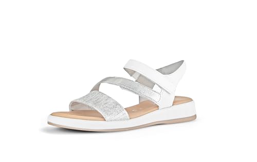 Gabor Damen Riemchensandalen, Frauen Sandalen,Leichte Mehrweite (G),freizeitschuhe,strandschuhe,sandaletten,bequem,silber/weiss,42 EU / 8 UK von Gabor