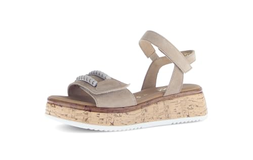 Gabor Damen Riemchensandalen, Frauen Sandalen,Sandaletten,Sommersandalen,bequem,flach,Sommerschuhe,Strandschuhe,Sand(Uni+g/S.Kork),41 EU / 7.5 UK von Gabor