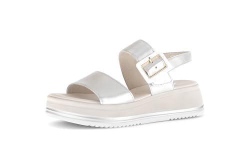 Gabor Damen Riemchensandalen, Frauen Sandalen,Sommersandalen,bequem,flach,Sommerschuhe,Freizeitschuhe,offene Schuhe,Silber (LDS),38.5 EU / 5.5 UK von Gabor