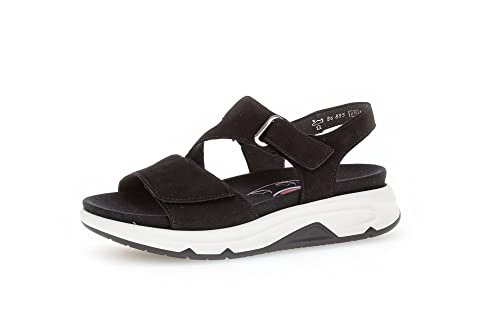Gabor Damen Riemchensandalen, Frauen Sandalen,Wechselfußbett,Moderate Mehrweite (G),Sandaletten,Sommersandalen,flach,schwarz,38.5 EU / 5.5 UK von Gabor