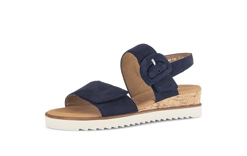 Gabor Damen Riemchensandalen, Frauen Sandalen,offene Schuhe,Strandschuhe,Sandaletten,Sommersandalen,Absatz,Blue (Kork/Creme),37 EU / 4 UK von Gabor
