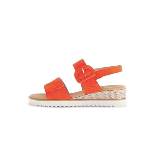 Gabor Damen Riemchensandalen, Frauen Sandalen,offene Schuhe,Strandschuhe,Sandaletten,Sommersandalen,Absatz,Pumpkin(Bast/crem),37 EU / 4 UK von Gabor