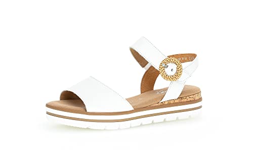 Gabor Damen Riemchensandalen, Frauen Sandaletten,Moderate Mehrweite (G),sandaletten,sommersandalen,bequem,flach,weiss (Kork),40.5 EU / 7 UK von Gabor