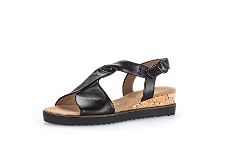 Gabor Damen Riemchensandalen | Frauen Sandalen | Moderate Mehrweite (G) | freizeitschuhe | offene schuhe | schwarz(Kork-schw) | 40 EU - 6.5 UK von Gabor