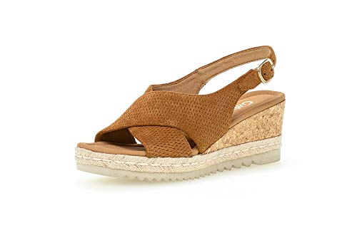 Gabor Damen Sandalen, Frauen Sandaletten,Moderate Mehrweite (G),sommerschuhe,keilsandaletten,keilabsatz,wedge-heel,ladies,camel (Jute),40 EU / 6.5 UK von Gabor