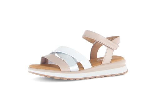 Gabor Damen Sandaletten, Frauen Sandalen,Moderate Mehrweite (G),Freizeitschuhe,offene Schuhe,Strandschuhe,newrose/silb/Weiss,41 EU / 7.5 UK von Gabor