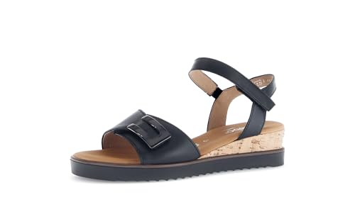 Gabor Damen Sandaletten, Frauen Sandalen,Moderate Mehrweite (G),Riemchensandalen,elegant,Leichter Absatz,schwarz (Kork/CDF),38.5 EU / 5.5 UK von Gabor