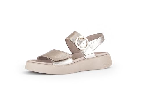 Gabor Damen Sandaletten, Frauen Sandalen,Moderate Mehrweite (G),Sommersandalen,bequem,flach,Sommerschuhe,Puder (goldmatt/w),38 EU / 5 UK von Gabor