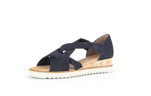 Gabor Damen Sandaletten, Frauen Sandalen,Moderate Mehrweite (G),Sommerschuhe,Freizeitschuhe,offene Schuhe,Blue (Kork),40.5 EU / 7 UK von Gabor