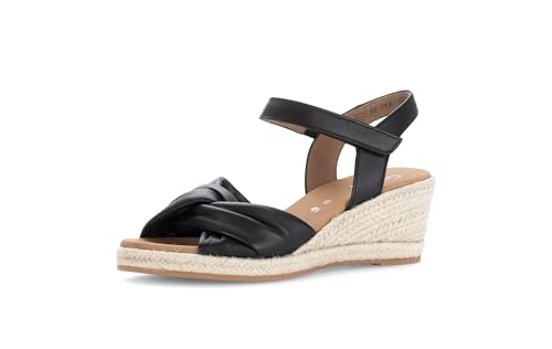 Gabor Damen Sandaletten, Frauen Sandalen,Moderate Mehrweite (G),elegant,Leichter Absatz,Sommerschuhe,Strandschuhe,schwarz (Jute),39 EU / 6 UK von Gabor