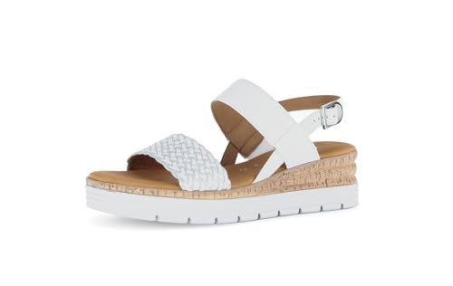 Gabor Damen Sandaletten, Frauen Sandalen,Moderate Mehrweite (G),offene Schuhe,Strandschuhe,Sommersandalen,bequem,Weiss/Silber,38.5 EU / 5.5 UK von Gabor