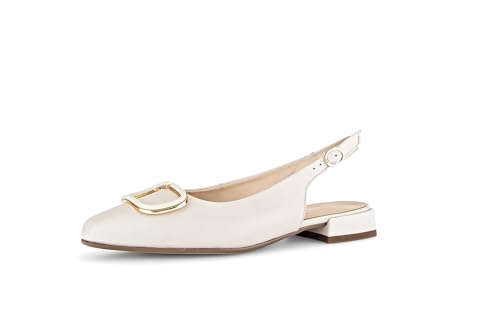 Gabor Damen Slingpumps, Frauen Absatzschuhe,Leichte Mehrweite (G),Trachtenschuhe,Oktoberfest,Dirndl,Wiesn,Heels,Ivory (Uni+Gold),44 EU / 9.5 UK von Gabor