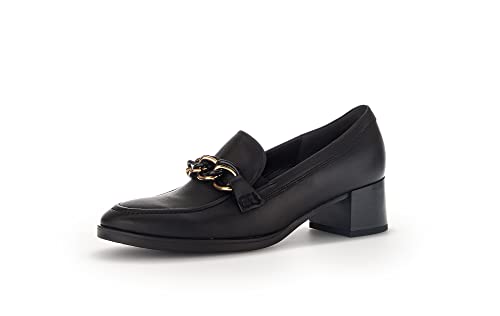 Gabor Damen Slipper, Frauen Slip On,Moderate Mehrweite (G),Halbschuhe,Slides,Schlupfschuhe,schluepfschuhe,schwarz(Uni+dgold),37.5 EU / 4.5 UK von Gabor