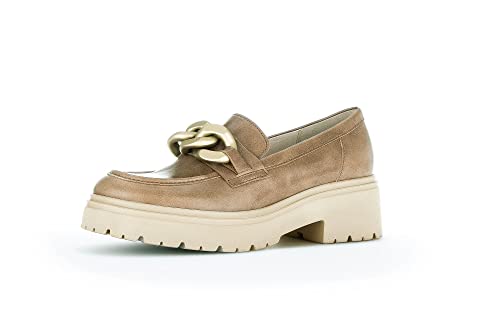 Gabor Damen Slipper, Frauen Slip On,Wechselfußbett,Best Fitting,Halbschuhe,Slides,Schlupfschuhe,Loafer,Chino(Panna/goldmatt,40.5 EU / 7 UK von Gabor