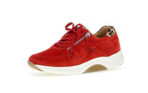 Gabor Damen Sneaker, Frauen Low-Top Sneaker,Optifit- Wechselfußbett, Halbschuh strassenschuh schnürer schnürschuh Damen,Flame/Natur,37 EU / 4 UK von Gabor