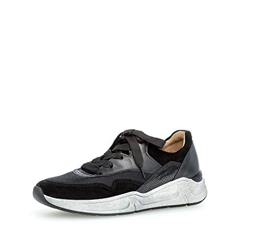 Gabor Damen Sneaker, Frauen sportlicher Schnürer,Comfort-Mehrweite,Optifit- Wechselfußbett, Freizeit leger Halbschuh Sneaker,schwarz,40 EU / 6.5 UK von Gabor