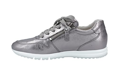 Gabor Damen Sneaker Schuhe Sneaker Glattleder Sport Halbschuhe Uni Silber metallic reißverschluss von Gabor