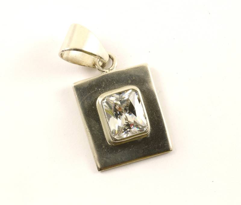 Jahrgang Funkelnden Kristall Rechteck Cz Bar Design Anhänger 925 Sterling Pd 2046 von GabrielStar