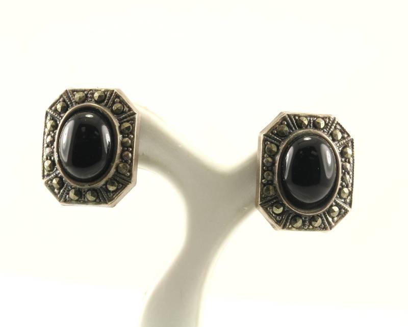 Jahrgang Rechteckige Onyx Markasit Ohrstecker Ohrringe 925 Sterling Er 744 Jahrgang Rechteckige Onyx Markasit Ohrstecker Ohrringe 925 Sterling Er 744 von GabrielStar
