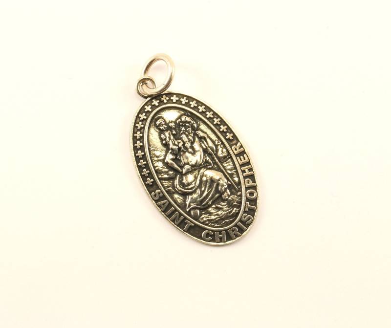 Jahrgang Schöne Religiösen Saint Christopher Beten Für Uns Design Anhänger 925 Sterling Pd 1629 von GabrielStar