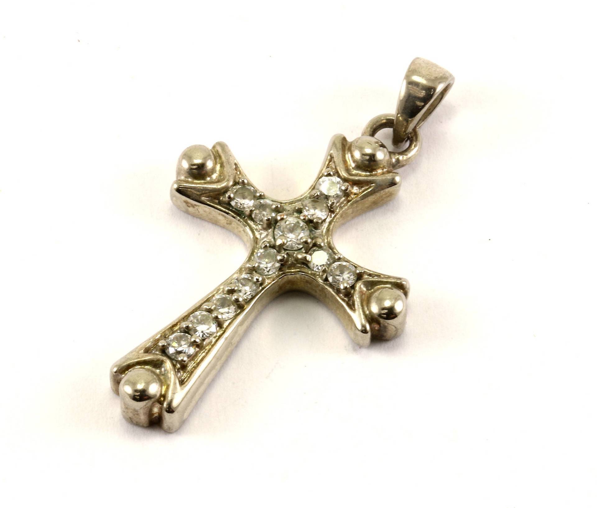 Oldtimer Cz-Inlay-Design Kreuz Anhänger 925 Sterling Pd 1695 von GabrielStar