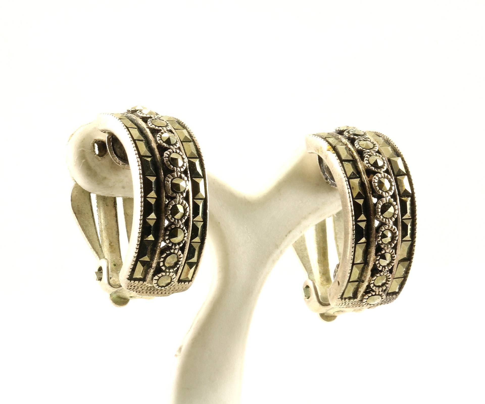 Schöne Bar Design-Markasit-Clip Auf Ohrringe Sterling Silber Er 1154 Jahrgang von GabrielStar