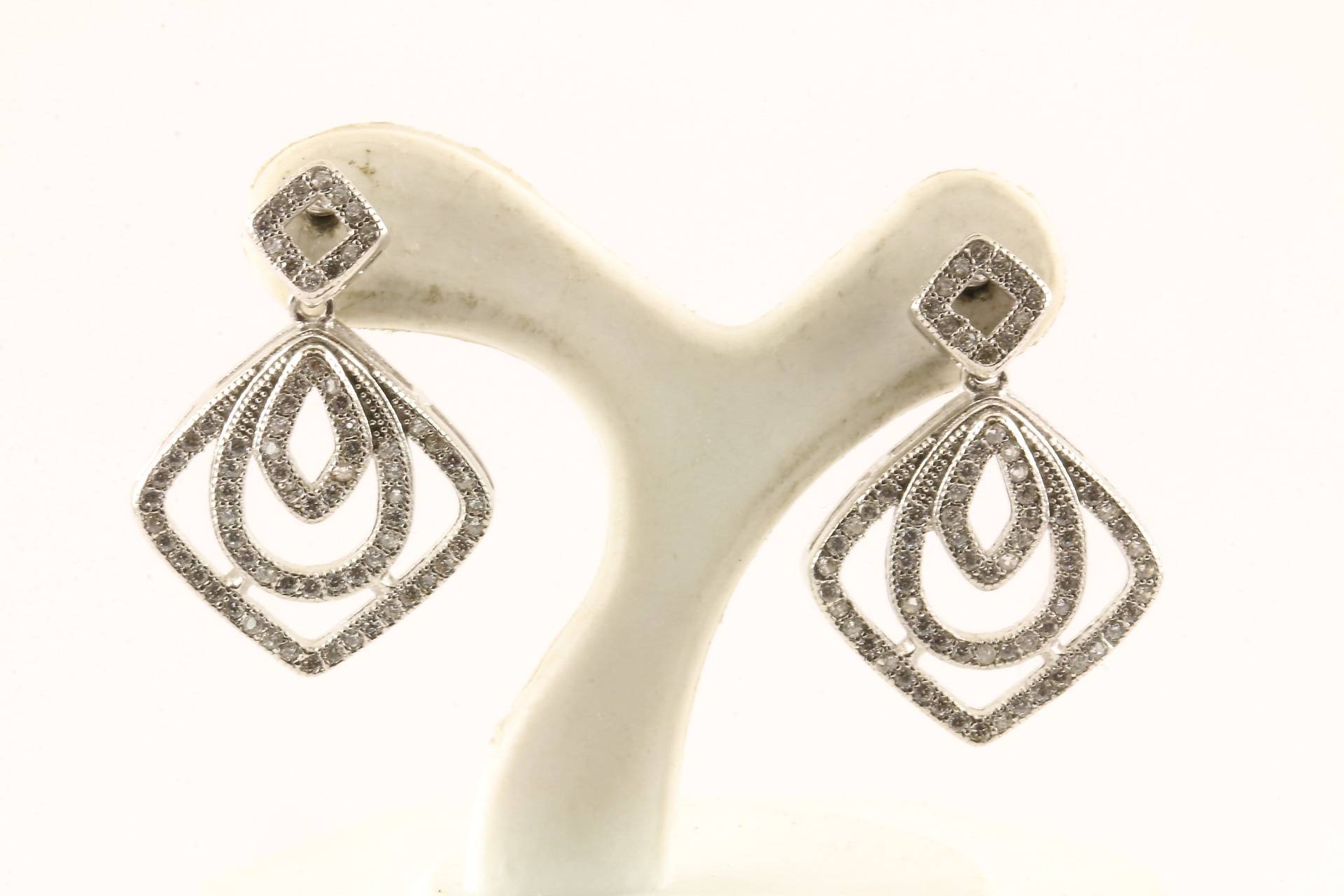 Schöne Vintage-Rhombus Scroll Kristalle Cz Design Tropfen Baumeln Ohrringe Sterlingsilber Er 1292 von GabrielStar