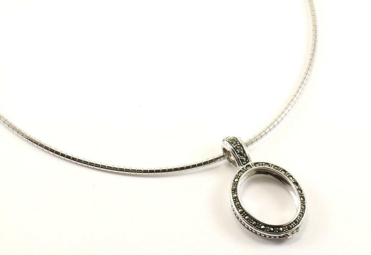 Vintage 14 Zoll Omega Kette Wechselstein Bild Design Halskette 925 Sterling Nc 694 von GabrielStar