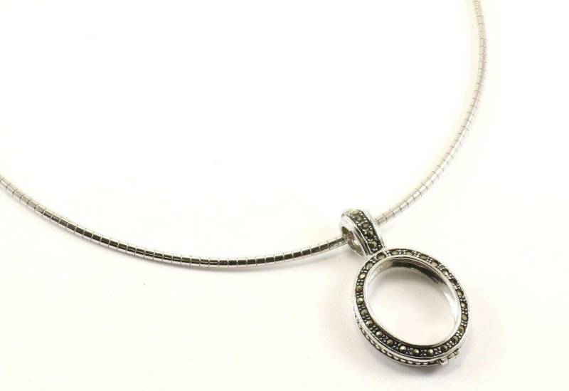 Vintage 14 Zoll Omega Kette Wechselstein Bild Design Halskette 925 Sterling Nc 694 von GabrielStar